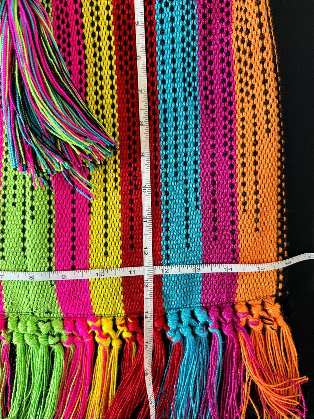 Neon Multicolor Striped Fringe Hobo Bag